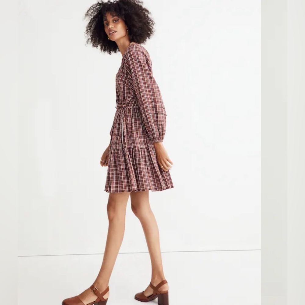 Madewell Seersucker Wrap Mini Dress NWT size XL - Picture 2 of 9
